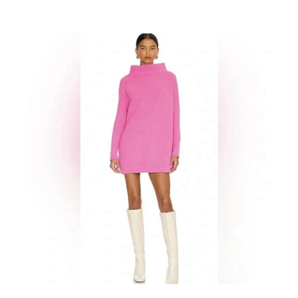 Free People Ottoman Slouchy Tunic Knit Sweater Electric Pink Women's Size S FP